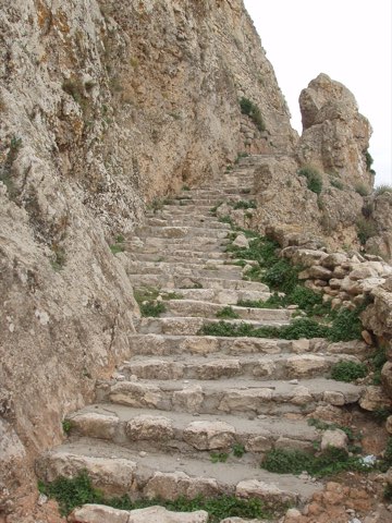Rock-cut access stair